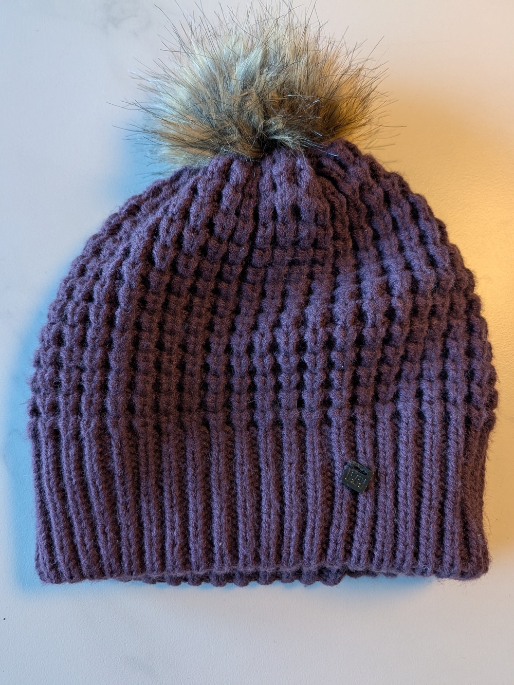 Helly Hansen Plum Knit Pom Beanie with Faux Fur